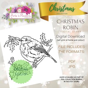Rotkehlchen, Weihnachten, Digital Stempel, .pdf, .jpg