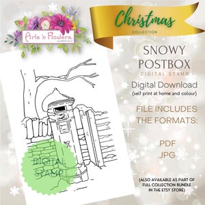 Postkasten,Weihnachten,.pdf, .jpg digital Stempel, printable, Wand Kunst, Poster, Kunst, Download, sharon callis,