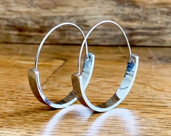 Thick, minimalist, stainless steel hoop earrings - gold or silver earrings