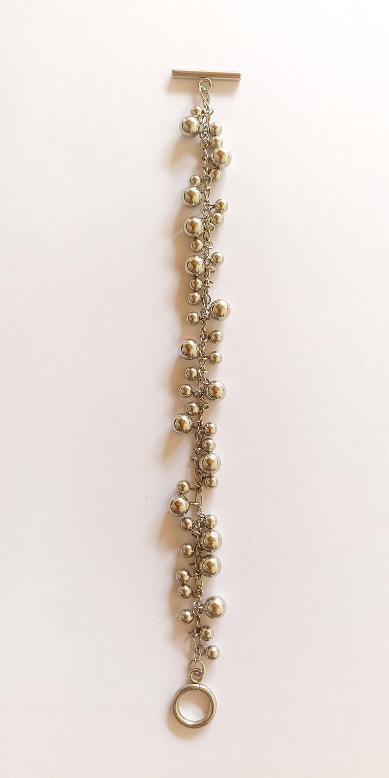 Bracelet breloques billes boules argent bracelet avec multiples pendentifs billes esprit bohème ethnique bracelet chaîne argent image 7