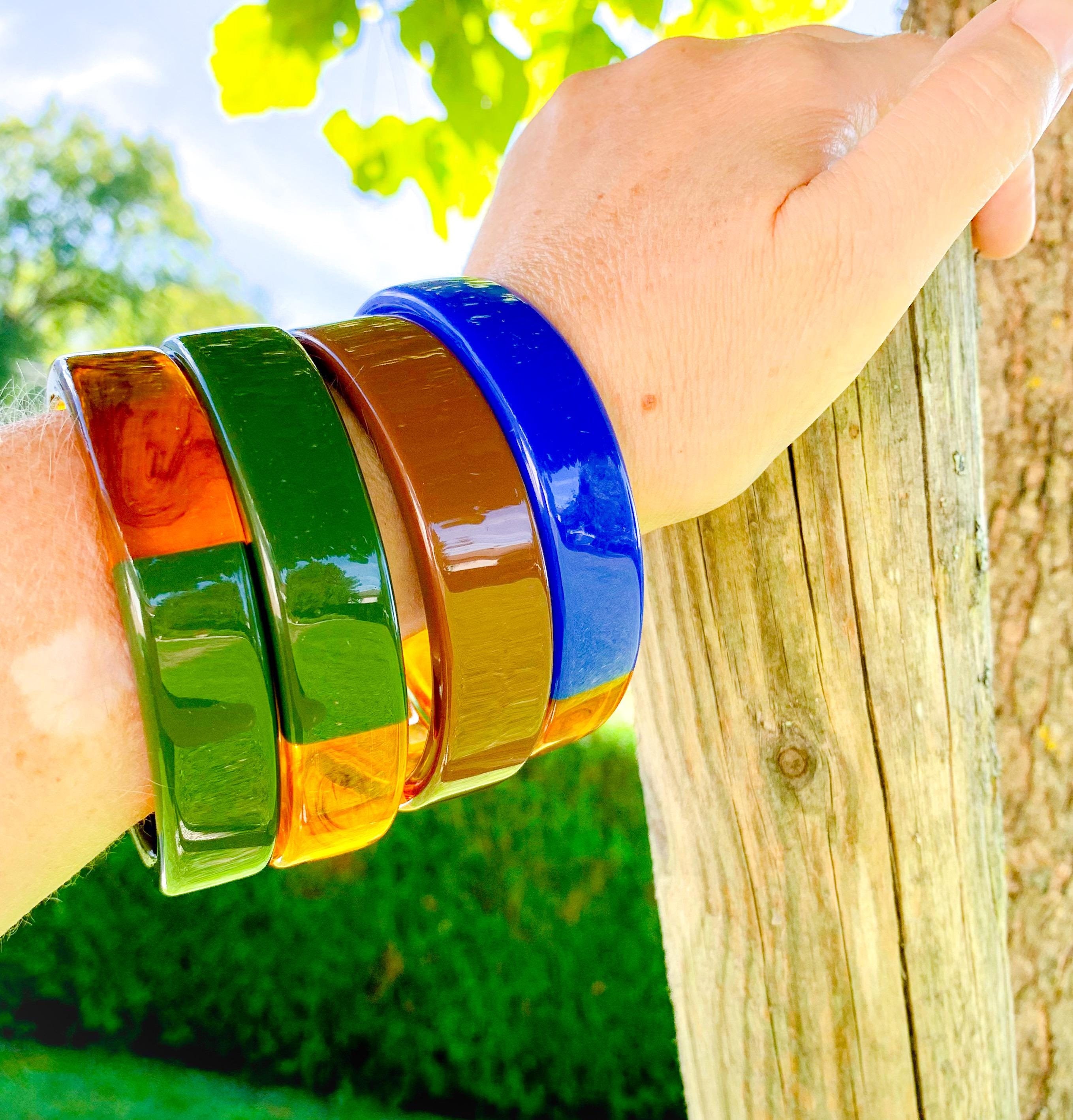 希少 MOUNTAIN RESEARCH ACRYLIC BANGLE Amazon.com: Mikovivi 4pcs Resin Bangles, Colored Square