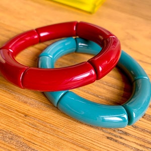 Curved acrylic tube bracelet pastel color bracelet large tubular bead bracelets image 3