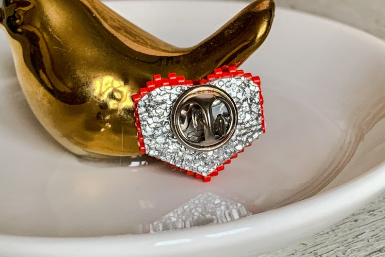 Pearl heart brooch love jewel red heart handmade gift image 4