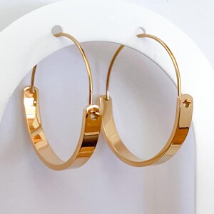 Boucles d’oreilles créoles épaisses, minimalistes, en acier inoxydable - boucles d’oreilles or ou argent
