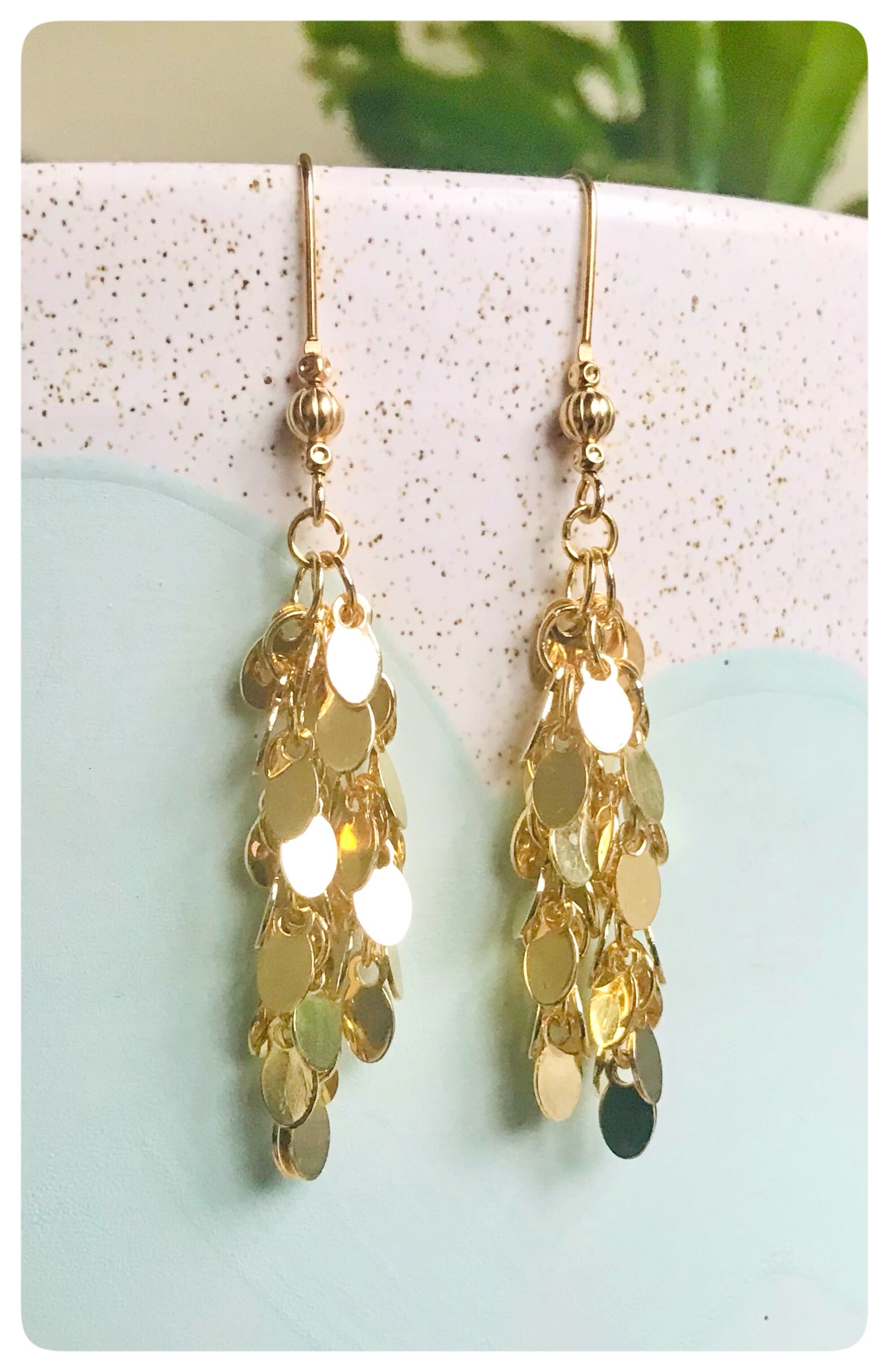 Gold sequin earrings sale