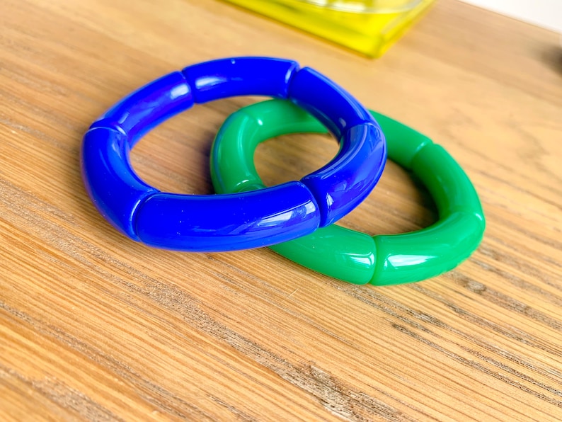 Curved acrylic tube bracelet pastel color bracelet large tubular bead bracelets image 5