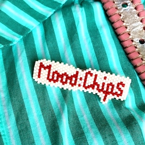 Funny junk food beaded brooch - text jewelry - gourmet accessory woven with Miyuki beads - nice gift for girlfriends
