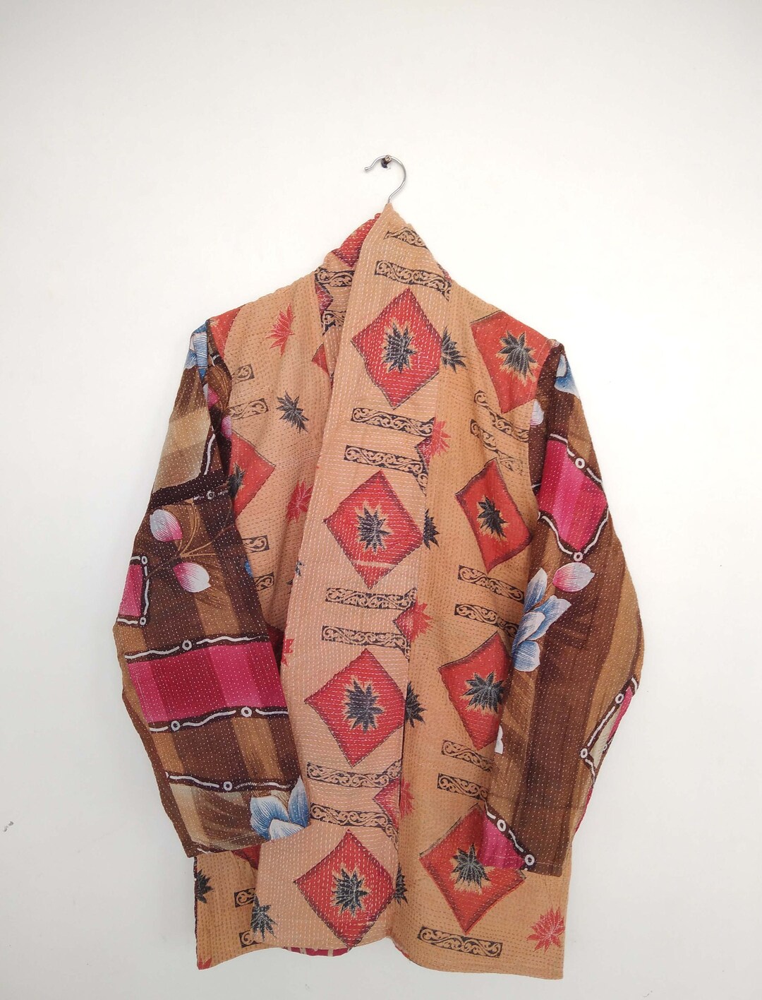 Faded Kantha Coat Indian Kantha Quilt Jacket Hand Stitch Etsy