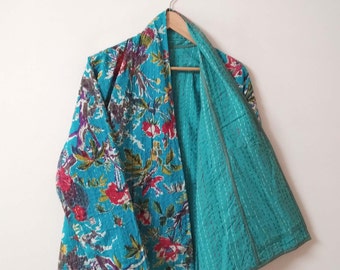 Indian Kantha Jacket, Kantha Short Jacket, Handmade Kantha Jacket, Cotton Women Coat, Winter Wear Jacket, Printed Jacket, Patchwork Jacket
