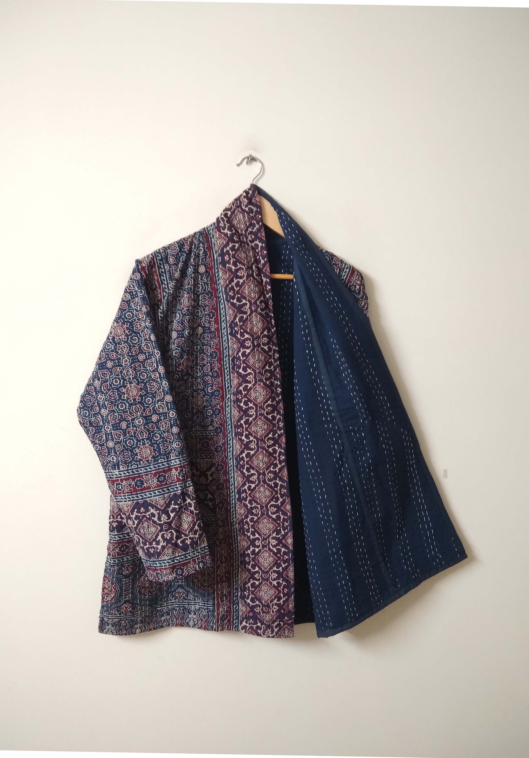 Beautiful Ajrakh Kantha Quilt Jacket Indian Fine Kantha Coat Etsy