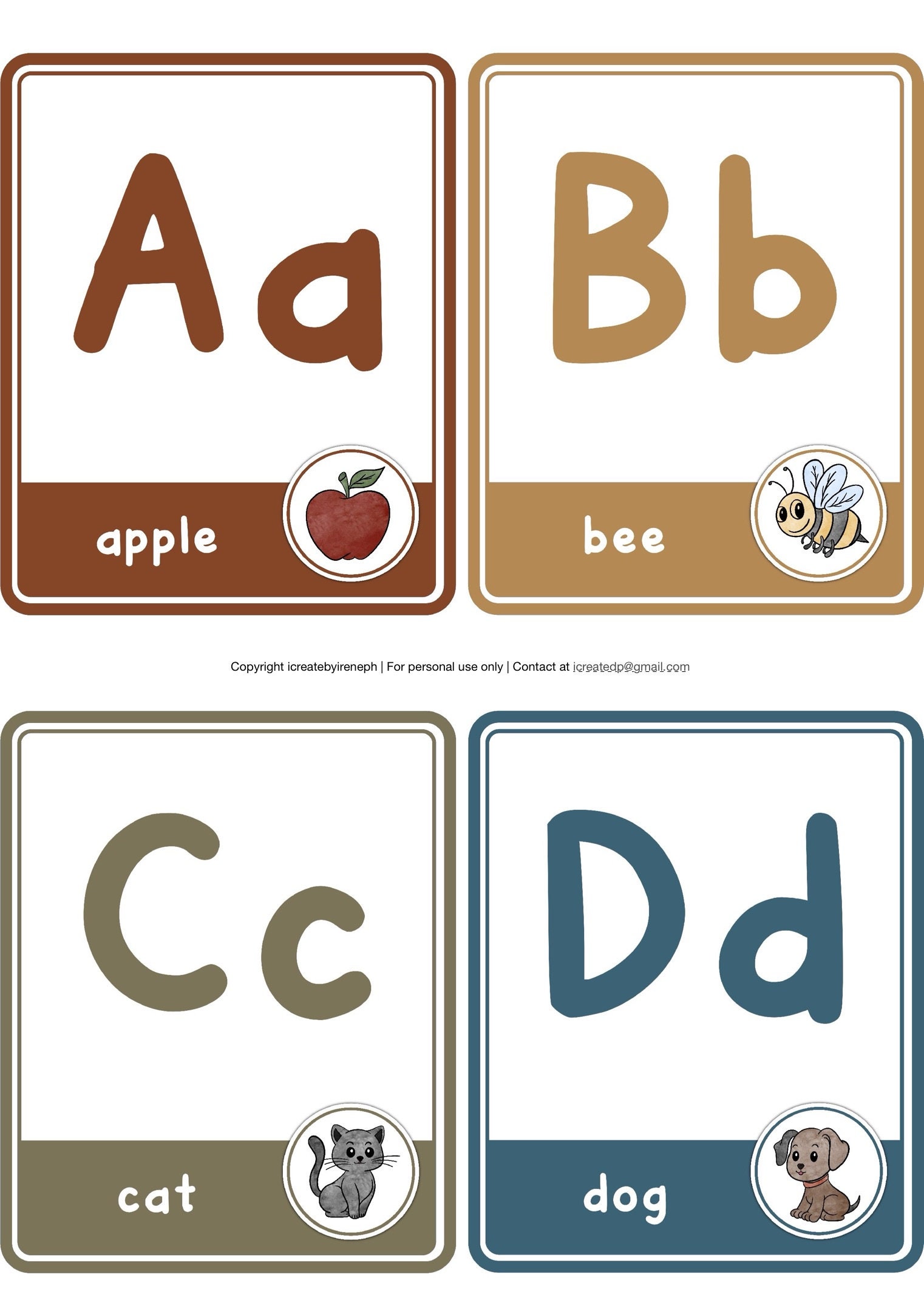 ABC Cards Printable Homeschool Printable Preschool Nursery Wall Art