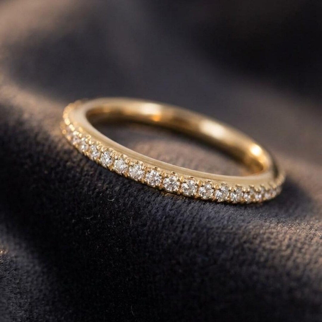 Moissanite Eternity Band, Dainty 14k Gold Wedding Ring - Etsy
