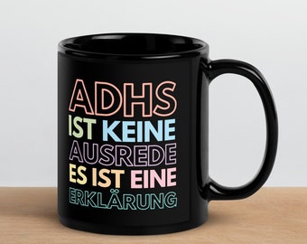 Colorful cup ADHD explanation glossy black