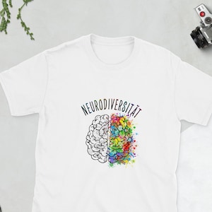 Camiseta unisex Neurodiversidad Cerebro Neurodivergencia colorida Manga corta