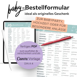 Baby Order Form Canva Template Wedding Newspaper Funny Application Form Wedding DIY Changeable Template Form Baby Shower Gender Release