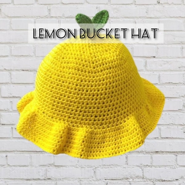 Crochet Lemon Fruit Bucket Hat PDF Pattern