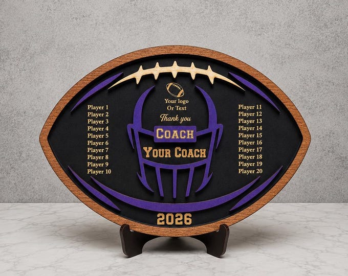 Football Coach Gift Plaque - Personalized Football Present
