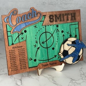Soccer Coach Gift Plaque - Personalized Futbol Present Male