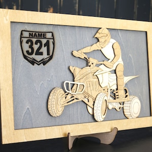 3D Quad Dirt Bike Male Wall Art - Personalized ATV 4 Wheeler Sign