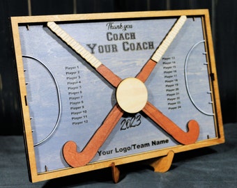 Feldhockey Trainer Geschenk Plakette - personalisierte Hockey Geschenk