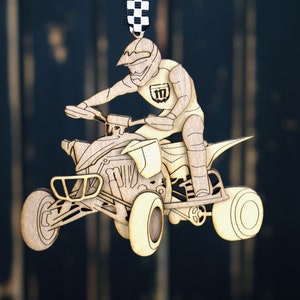 ATV Quad 4 Wheeler Racing 2 Sided 3D Ornament, Personalized Number, Mirror Accessory