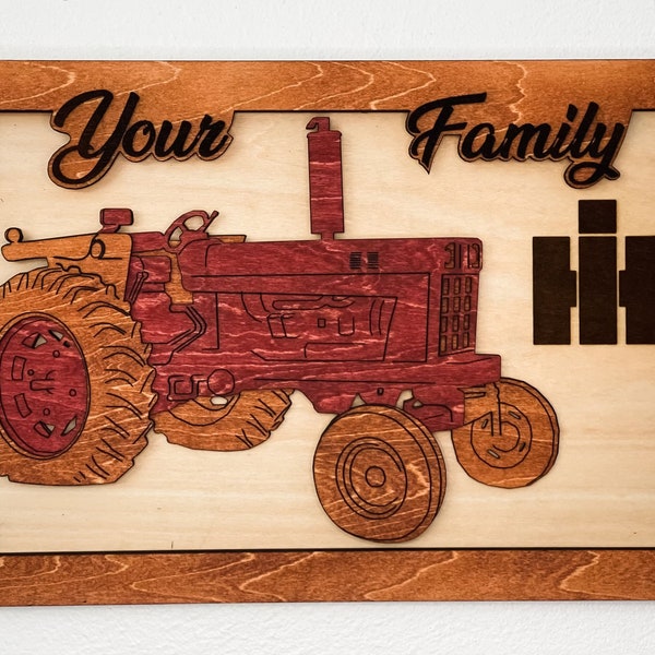 3D Layered IH Tractor Wall Art Sign - Personalization Options