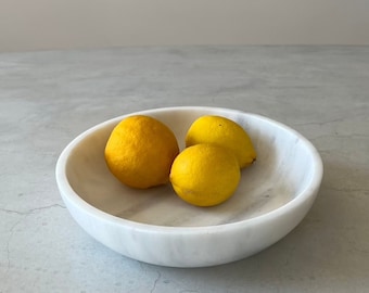 White Marble Bowl Decorative Kitchen Salad Bowl Marble Basket Dining Table Decor Accent Piece Perfect House Gift