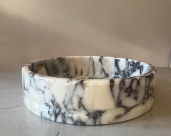 Cuenco de mármol Calacatta Viola: elegante decoración para el hogar (40 cm)