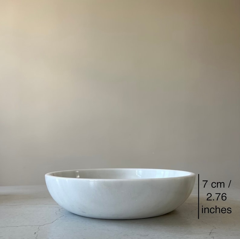 Handcrafted White Marble Bowl – Luxury 30cm, 24cm,18cm Sizes | Elegant Serveware Home Decor image 3
