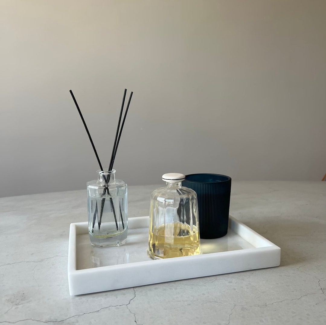 30cm 12inch Natural White Marble Vanity Tray, Decorative Kitchen