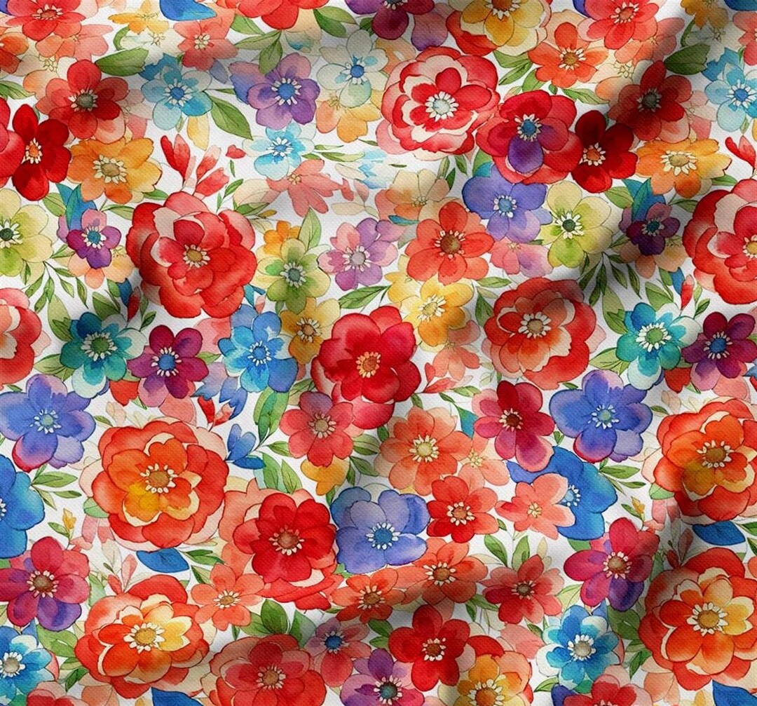 Large Floral Fabric Red And Blue Flowers Polycotton Upholstery Fabric large-floral-fabric-red-and-blue-flowers-polycotton-upholstery-fabric
