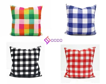Gingham Check Pillow Cover, Buffalo Plaid Throw Cushion, Tartan Decor