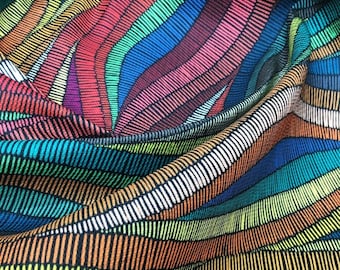 Bohemian Moroccan Print Fabric, Colorful Upholstery Canvas, By The Yard