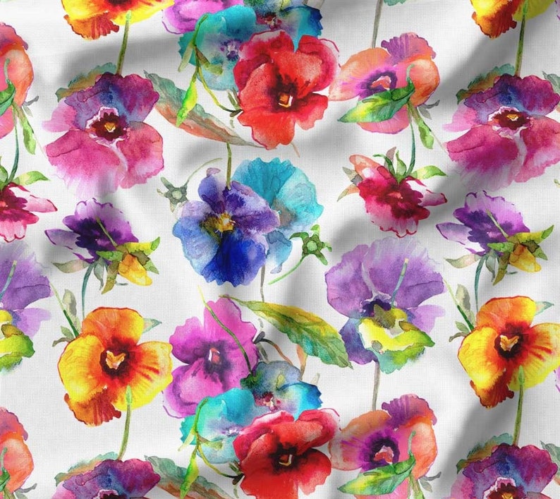 Watercolor Floral Fabric Upholstery Fabric by the Yard Etsy