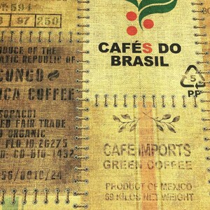 Coffee Sack Pattern Fabric, Vintage Style Fabric, Burlap Look Print Fabric, Coffee Fabric By The Yard, Boho Upholstery Fabric, Craft Fabric image 3