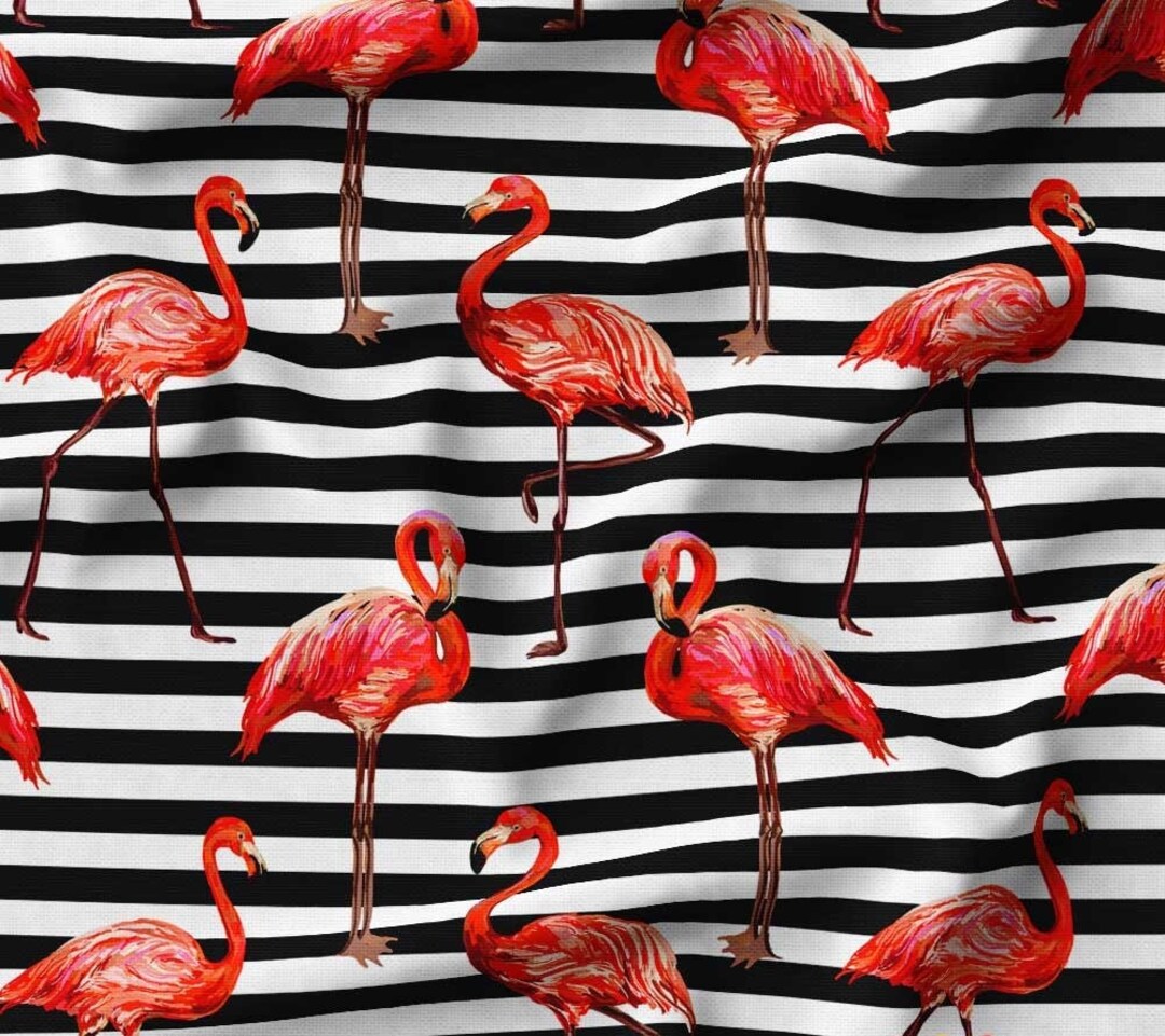 その他 USA vintage embroidered Flamingo fabric USA vintage embroidered Flamingo fabric