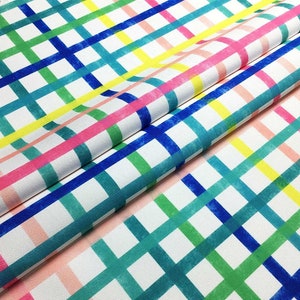 Plaid Fabric, Rainbow Buffalo Check Fabric, Gingham Upholstery Fabric, Colorful Plaid Fabric, Watercolor Plaid Home Decor Fabric