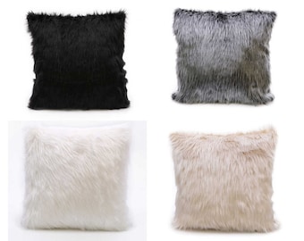 Set of 2 Piece 22x22 Inch Bright White Faux Fur Cushion Pillow