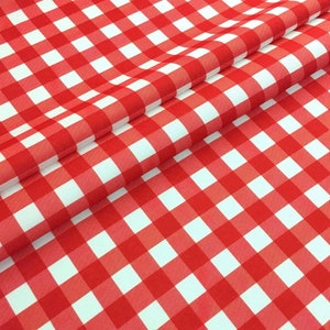 Red White Gingham Fabric, Checked Upholstery Fabric By The Yard, Buffalo Check Fabric, Robert Kaufman Canvas Fabric Print, Buffalo Plaid