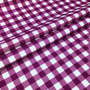 Purple White Gingham Upholstery Fabric By The Yard, Gingham Fabric, Buffalo Check Fabric, Robert Kaufman Canvas Fabric Print, Buffalo Plaid