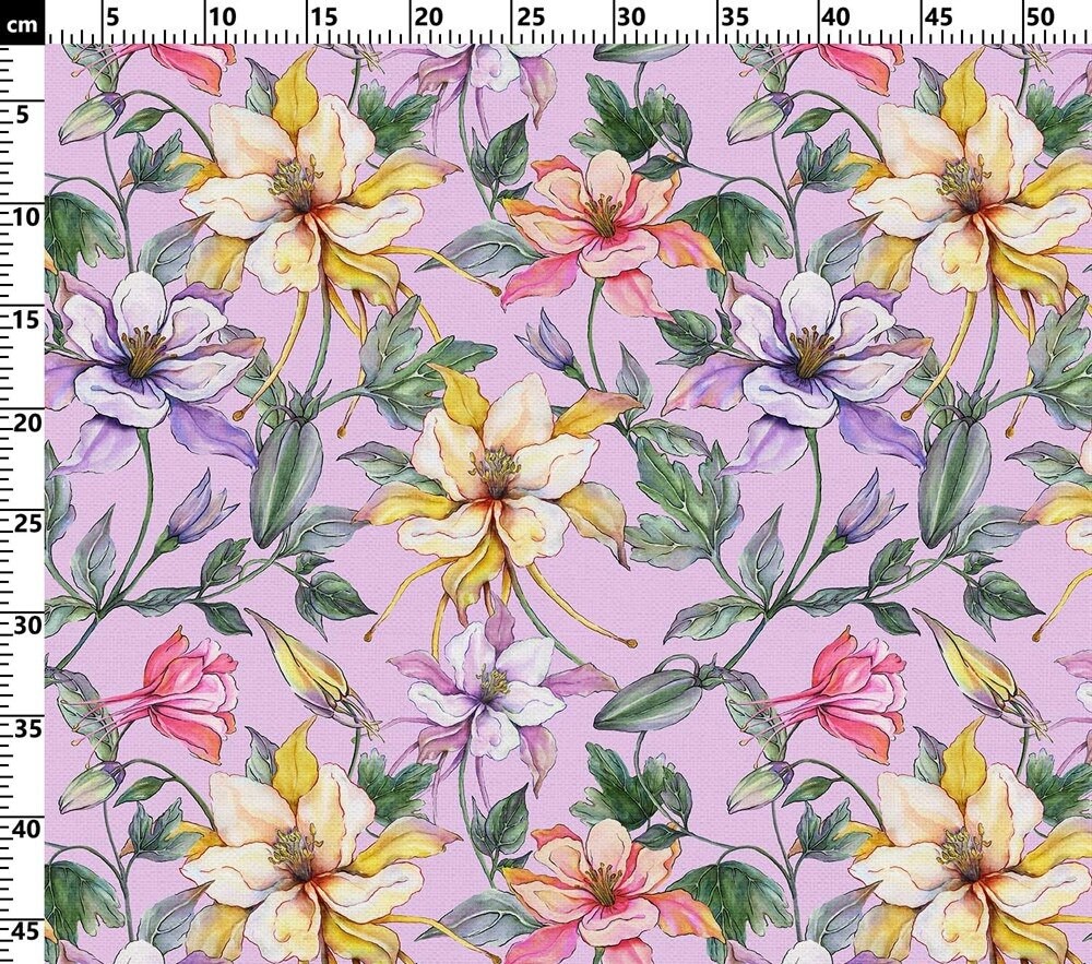 Purple Floral Linen Shimmer Suit Fabric main image 1