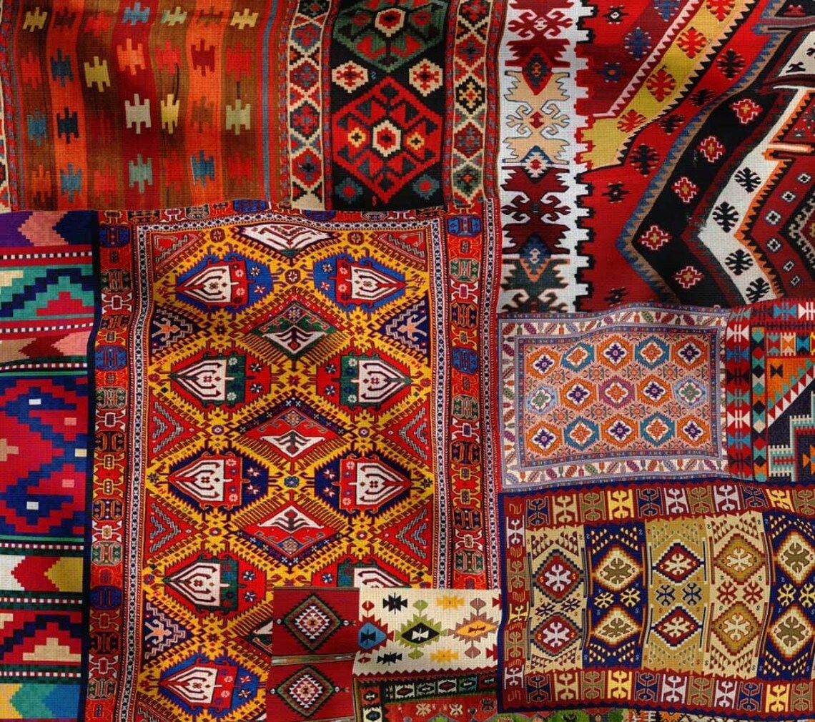 Bohemian Kilim Fabric Patchwork Upholstery Fabric by the Etsy