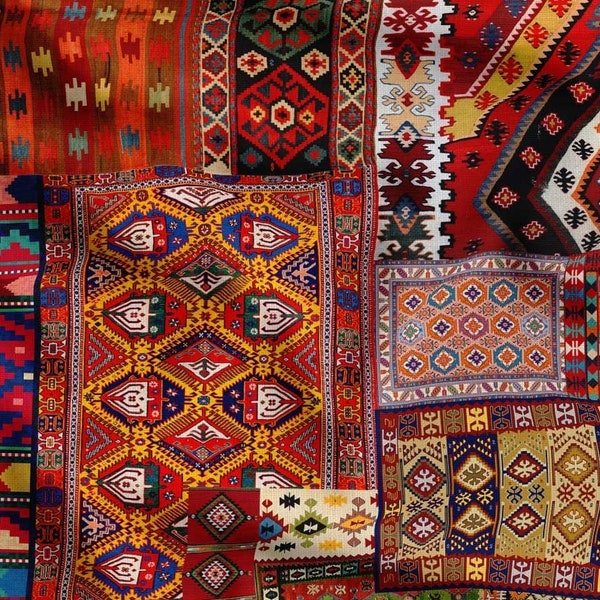 Kelim Stoff, Patchwork-Polsterungsstoff, Boho Stoff, Kilim Teppich Design, Kilim Teppich Design