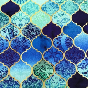 Society6 ケース Cobalt Blue, Aqua & Gold Decorative Moroccan Cobalt Blue, Aqua & Gold Decorative Moroccan Tile Pattern