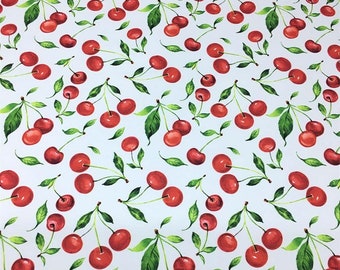 Cherry Blossom Print Fabric, Designer Canvas Upholstery Fabric, By The Yard