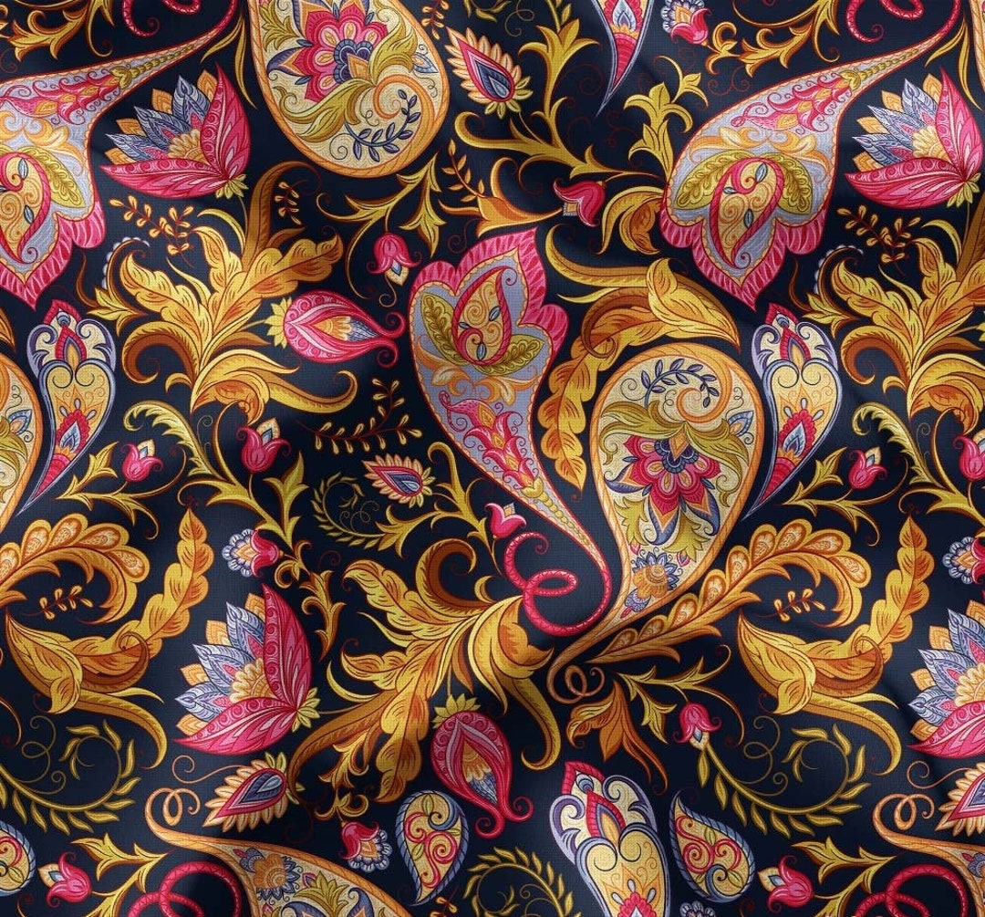 Gold paisley flower guipure, wedding/bridal/prom/nightgown fabric sold by the yard main image 0