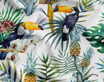 Tropical Hawaiian Upholstery Fabric – Colorful Leaf Canvas 56″ Wide for Chairs & Home Decor