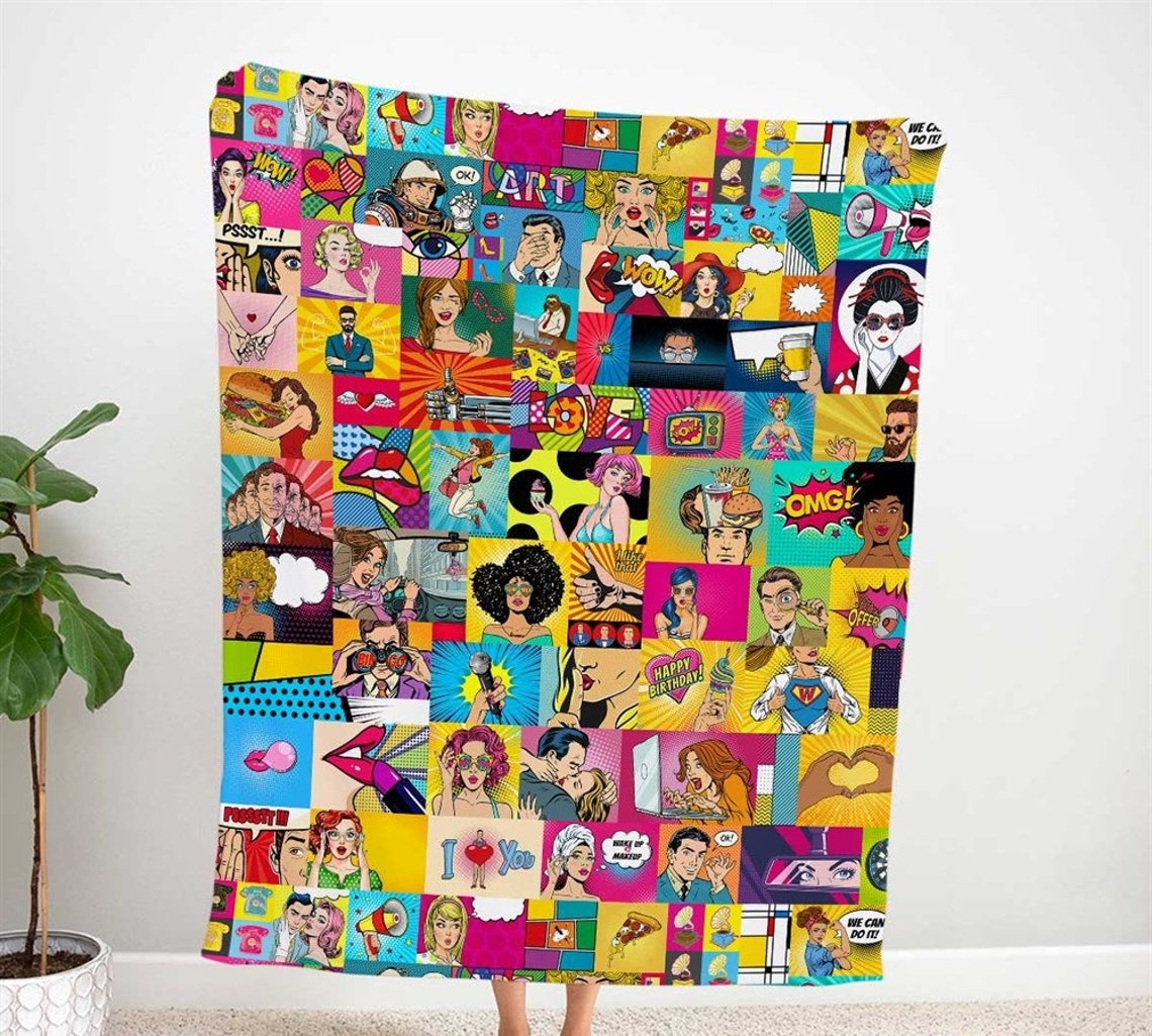 Comic Book Print Fabric Pop Art Woman Man Print Upholstery Etsy