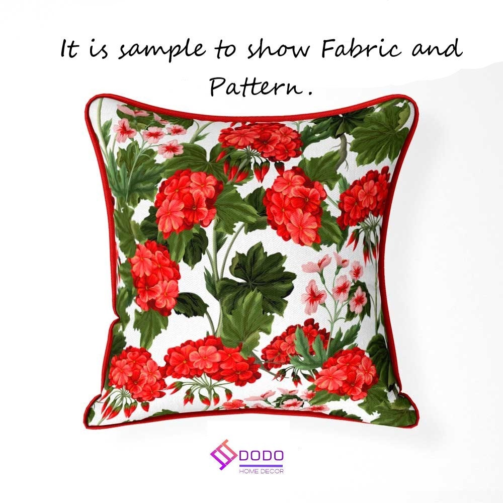 Boho Red Floral Fabric by the Yard, Geranium Flowers Upholstery Fabric