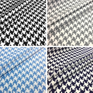 Houndstooth Fabric, Upholstery Fabric, Black Gray Blue Navy White Color Houndstooth Fabric By The Yard, Pied De Poule Geometric Fabric